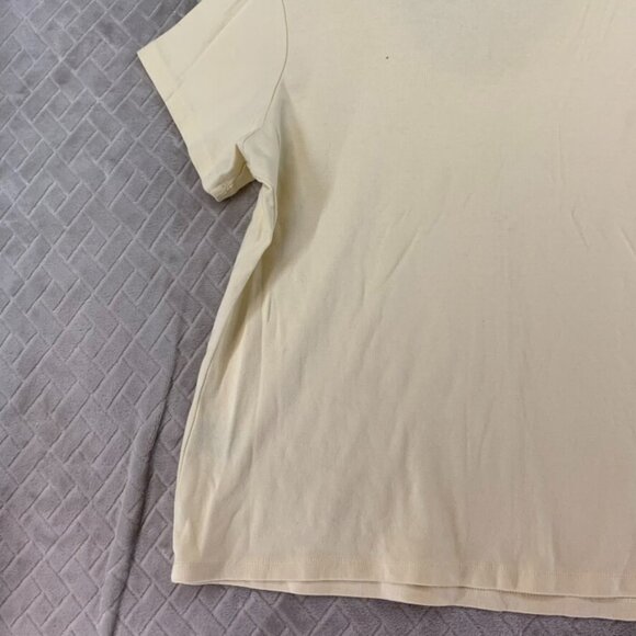 Avenue Womans 14/16 Top T Shirt Light Yellow Beaded Short Sleeve V Neck - Picture 11 of 12